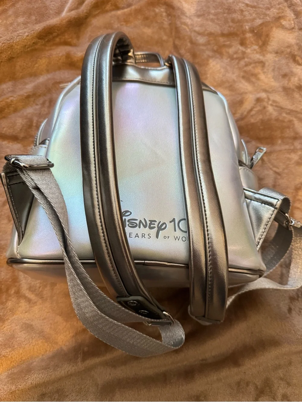 Disney Loungefly Silver Polka Dot Mini Backpack Sequin Bow and Ears